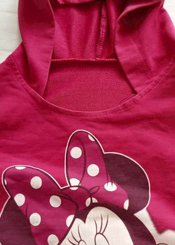 Pembe Minnie Baskılı Kapüşonlu kısa kollu elbise - Görsel 5
