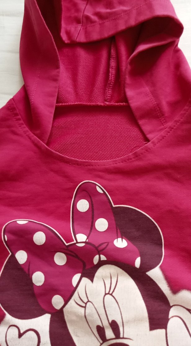 Pembe Minnie Baskılı Kapüşonlu  kısa kollu elbise - Görsel 5