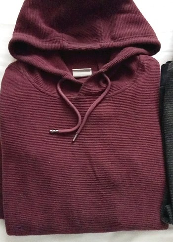 Bordo Kapüşonlu erkekSweatshirt ikili bin fiyatıdır - Görsel 2