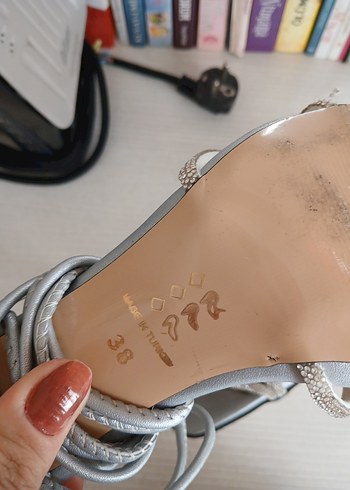 38 Beden Gri Stiletto Topuklu Kadın Akşam Ayakkabısı