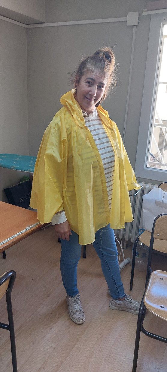 Sarı Kadın Midi Boy Salaş Yağmurluk - Görsel 4
