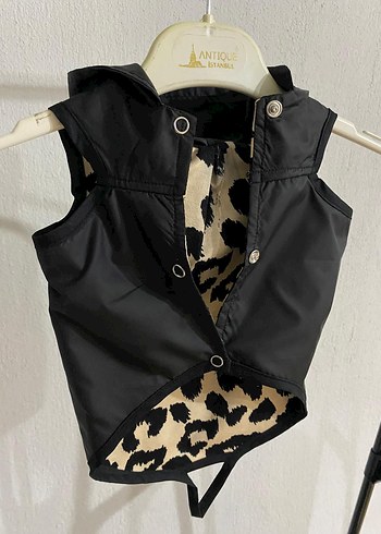 Leopar Desenli Siyah su geçirmez Köpek Montu - Görsel 2