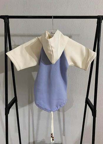 Pastel Mavi Örme Kapüşonlu Köpek Kıyafeti - Görsel 2