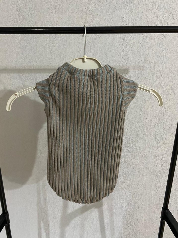 Gri Triko Boğazlı Kolsuz köpek Body - Görsel 2