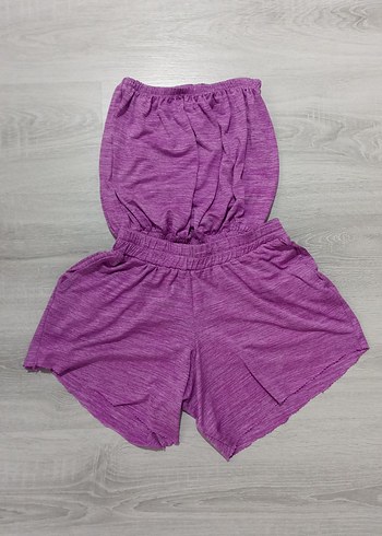 Mor Straplez Pijama Takımı