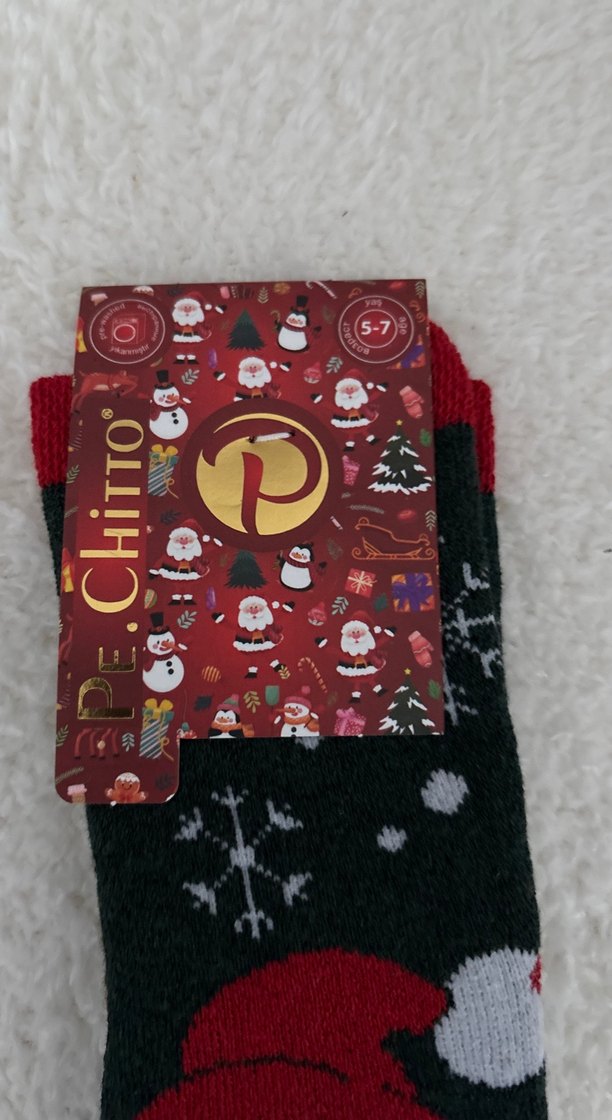 Çocuk Nakışlı Kırmızı Polar Çorap - Görsel 4