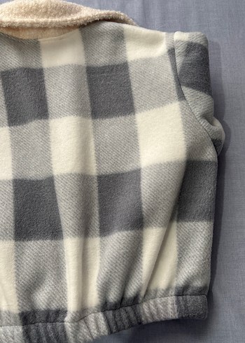 Gri-beyaz  Kareli Düğmeli gömlek Ceket - Görsel 6