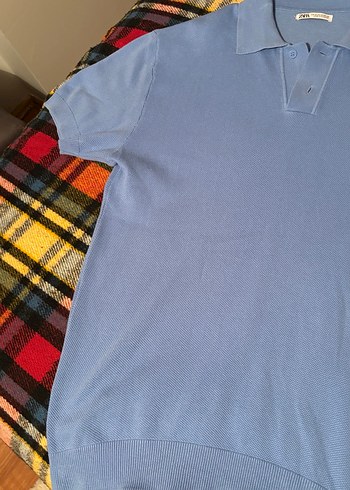 Mavi Kısa Kollu Polo Yaka Erkek Tişört - Görsel 3