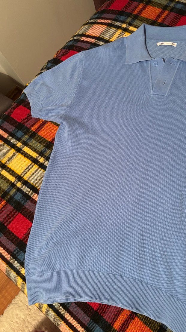 Mavi Kısa Kollu Polo Yaka Erkek Tişört - Görsel 3