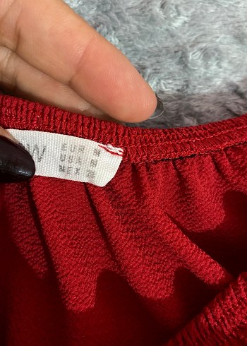 Kırmızı Fırfırlı Bohem Nakışlı Bluz - Görsel 5