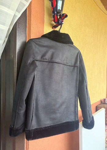 Diğer Siyah Kürklü Deri Kadın Ceket