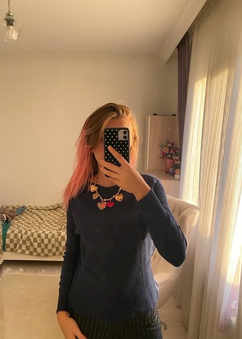 s Beden mavi Renk Kadın Lacivert Triko Kazak