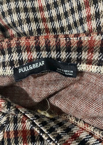s Beden kahverengi Renk Pull&Bear Kahverengi Ekose Triko Midi Etek