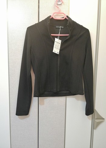 Barrels and oil Siyah Fermuarlı Yüksek Yakalı Kadın Ceket - Görsel 7