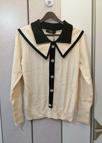 Ekol Düğmeli Siyah-Beyaz kazak - Görsel 12