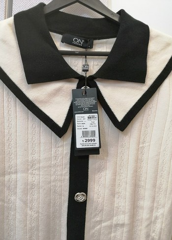 Ekol Düğmeli Siyah-Beyaz kazak - Görsel 2