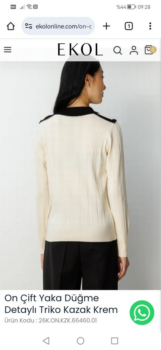 Ekol Düğmeli Siyah-Beyaz kazak - Görsel 5