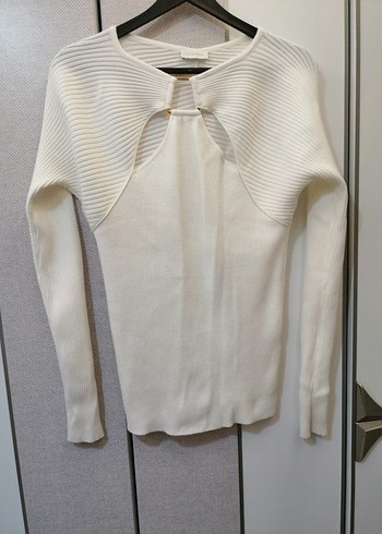 Network Beyaz Kadın Triko Bisiklet Yaka Kazak - Görsel 3