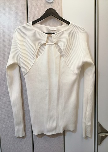 Network Beyaz Kadın Triko Bisiklet Yaka Kazak - Görsel 2