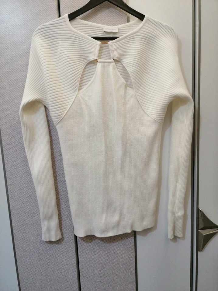 Network Beyaz Kadın Triko Bisiklet Yaka Kazak - Görsel 3