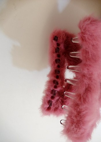 Pembe Tüylü Bohem Kadın Saç Tokası - Görsel 4