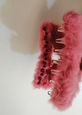 Pembe Tüylü Bohem Kadın Saç Tokası - Görsel 5