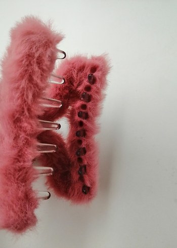 Pembe Tüylü Bohem Kadın Saç Tokası - Görsel 2