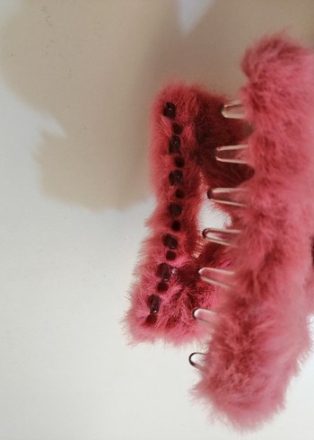 Pembe Tüylü Bohem Kadın Saç Tokası - Görsel 3