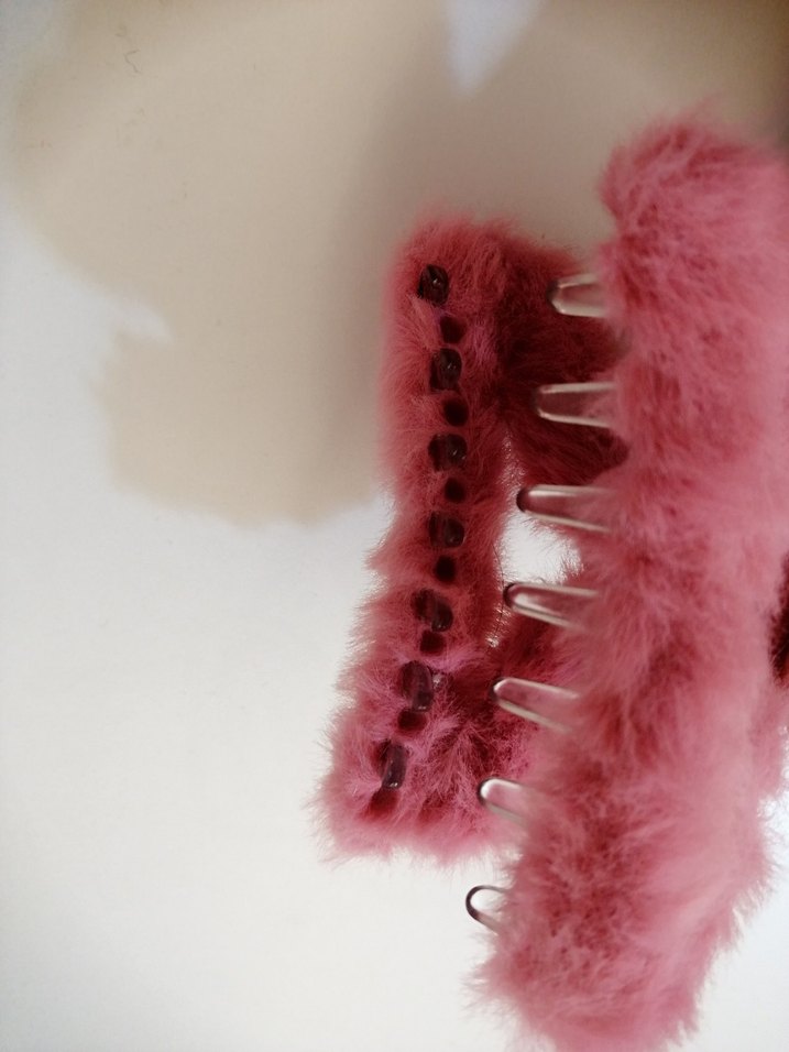 Pembe Tüylü Bohem Kadın Saç Tokası - Görsel 4