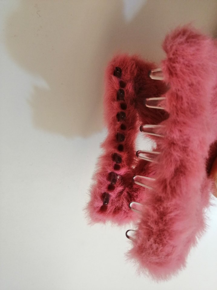 Pembe Tüylü Bohem Kadın Saç Tokası - Görsel 5