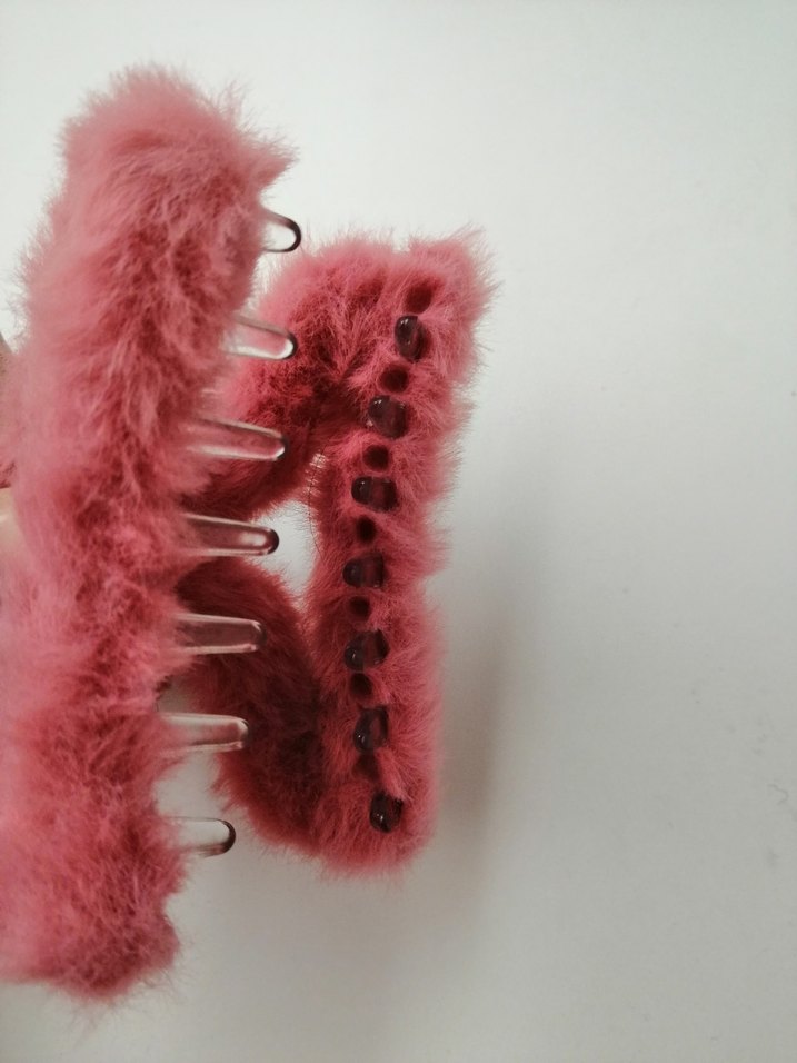 Pembe Tüylü Bohem Kadın Saç Tokası - Görsel 2