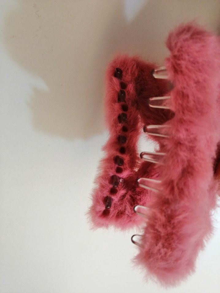 Pembe Tüylü Bohem Kadın Saç Tokası - Görsel 3