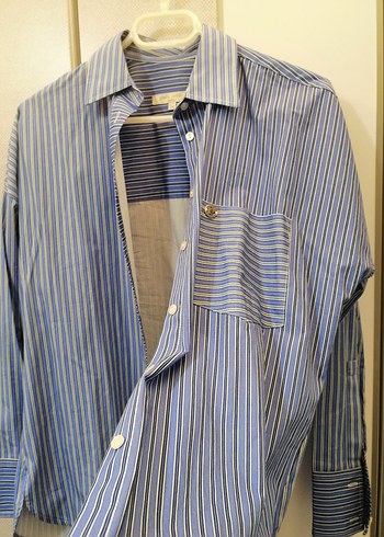 Pier Cardin Mavi Çizgili Kadın Uzun Kollu Gömlek - Görsel 5