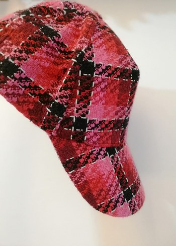 Koton pembe Ekose Desenli Kadın Örgü Şapka - Görsel 2