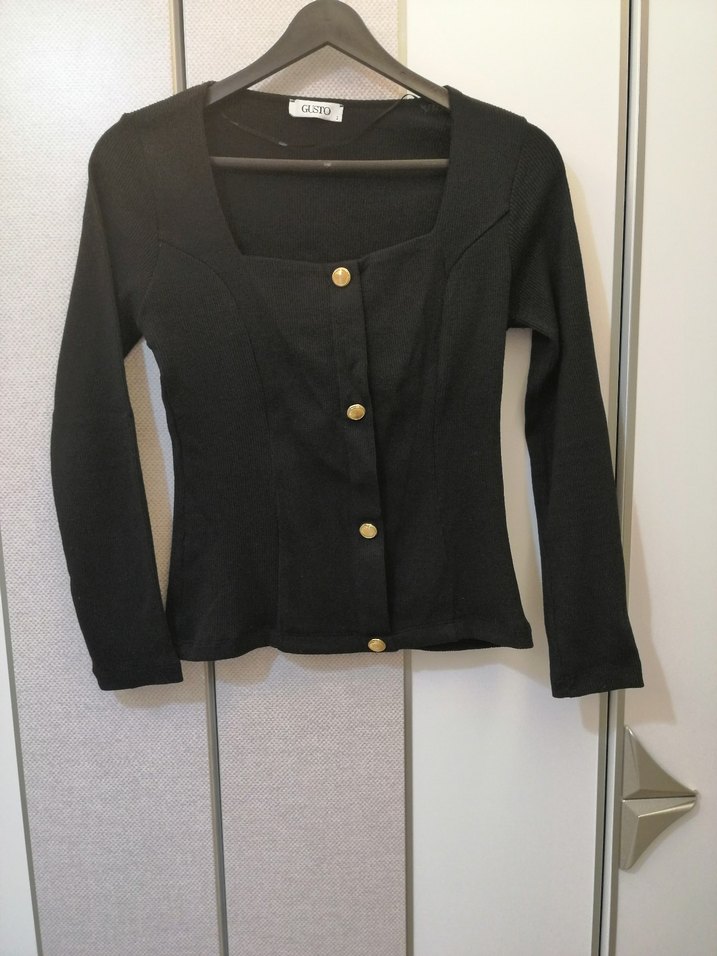 Gusto Pamuklu Düğmeli Siyah Kadın Hırka - Görsel 3