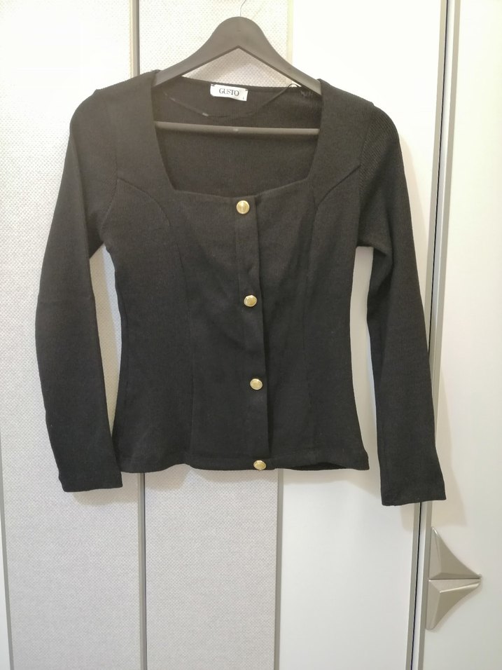 Gusto Pamuklu Düğmeli Siyah Kadın Hırka - Görsel 2