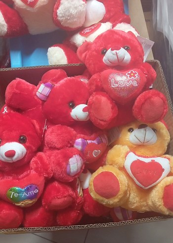 Renkli Kalpli Peluş Ayıcıklar