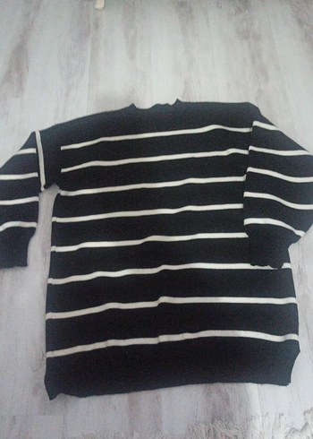 Çizgili Siyah Kadın Uzun Kollu Triko - Görsel 2