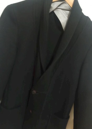 Blazer ceket Düğmeli Siyah Yün unisex Ceket - Görsel 7