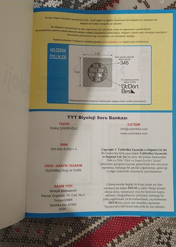  345 TYT Biyoloji Soru Bankası ÜçDörtBeş