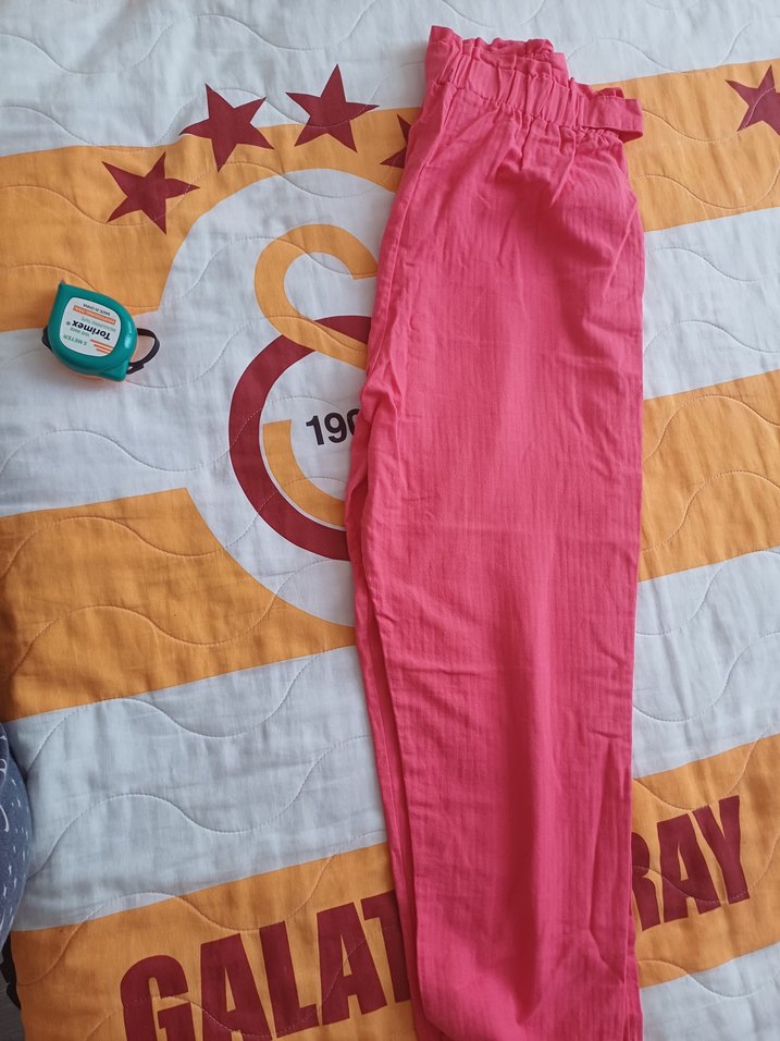 Pembe Pilili Rahat Kesim Kadın Pantolon - Görsel 5