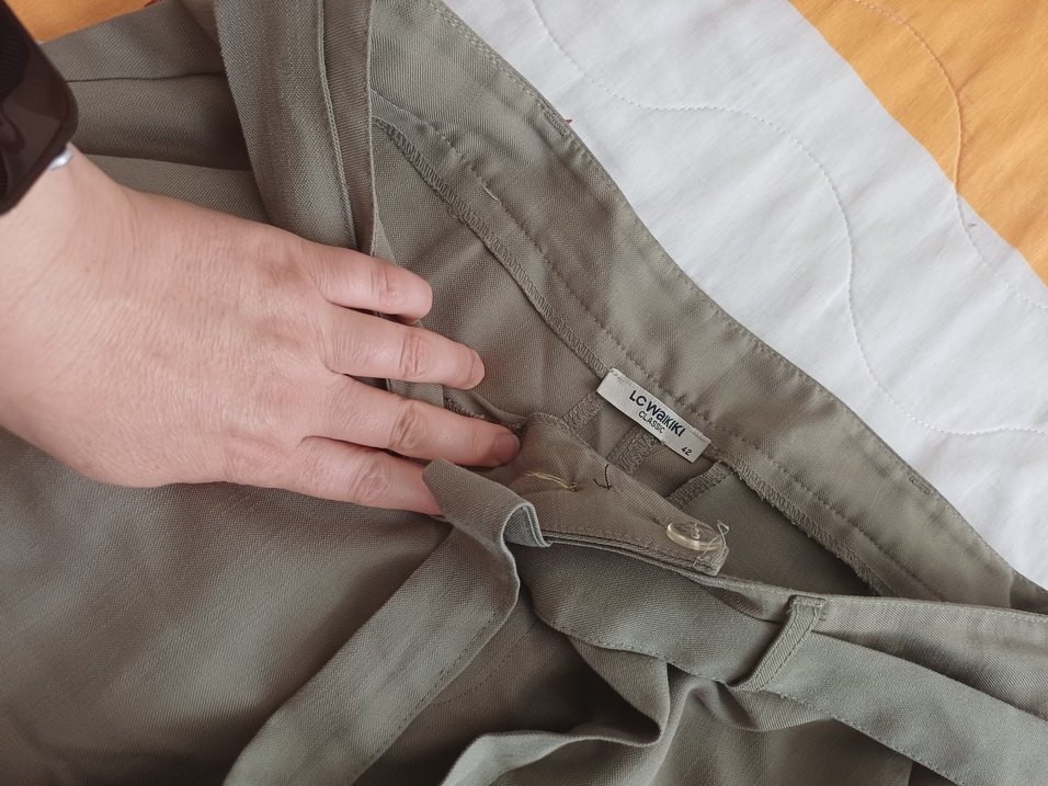 Beli Bağlamalı Bej Kadın Kumaş Pantolon - Görsel 2