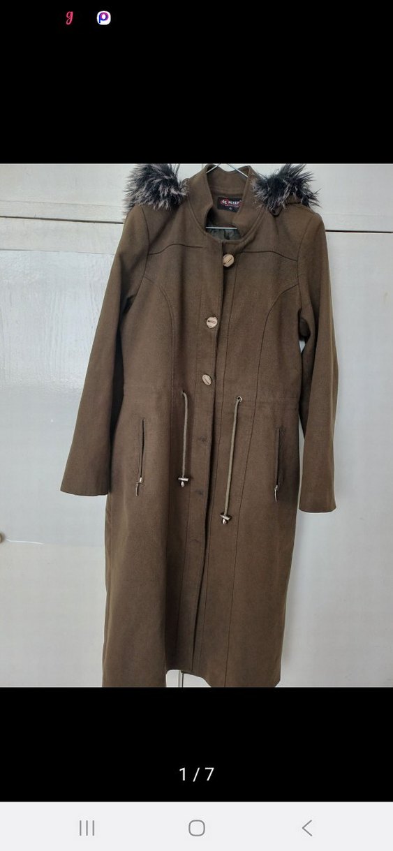 Kürk Detaylı Uzun Kahverengi Kadın Kaban - Görsel 2