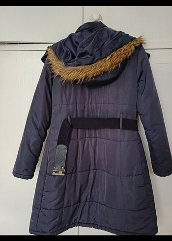 bigdart Kemerli Lacivert Midi Kadın Mont - Görsel 2