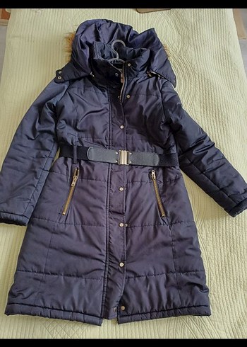 bigdart Kemerli Lacivert Midi Kadın Mont - Görsel 5