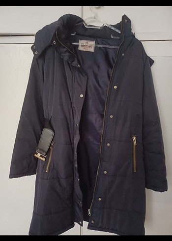 bigdart Kemerli Lacivert Midi Kadın Mont - Görsel 3