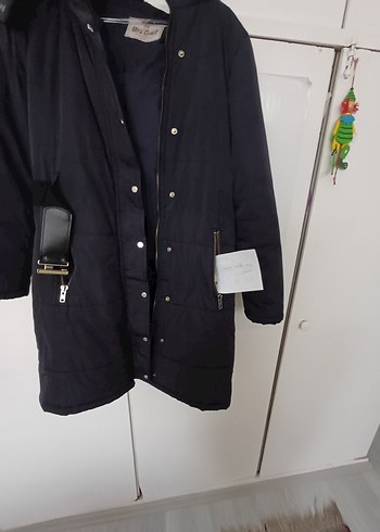 bigdart Kemerli Lacivert Midi Kadın Mont - Görsel 6