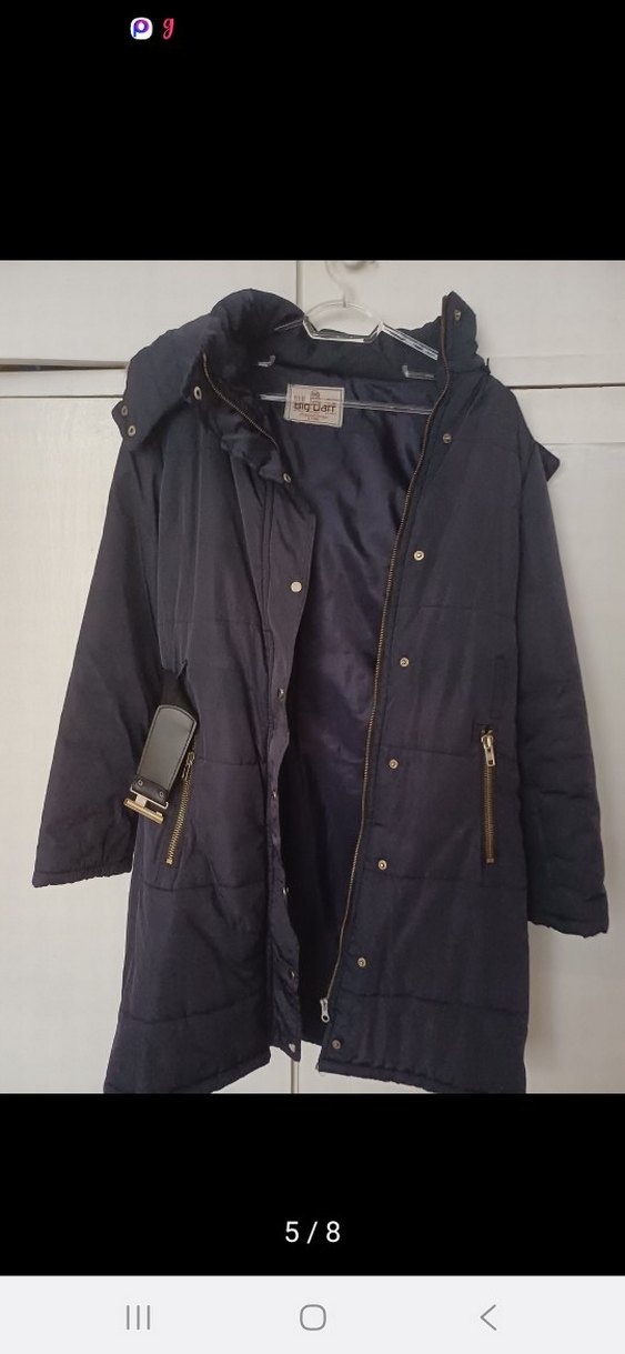 bigdart Kemerli Lacivert Midi Kadın Mont - Görsel 3