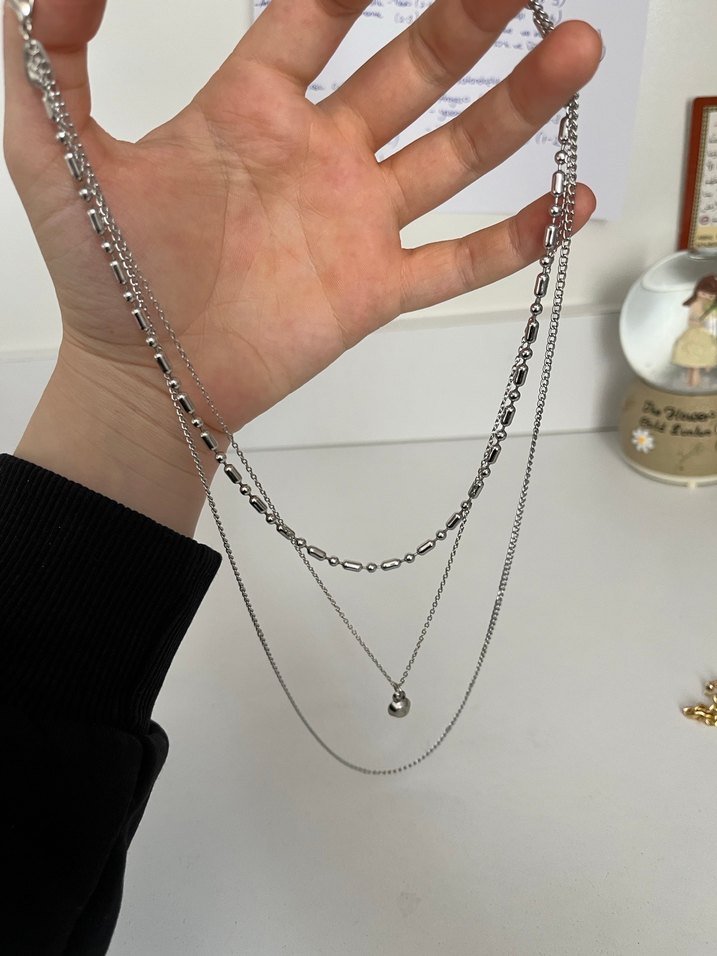 Çelik Bohem Gri Zincir Detaylı Midi Kolye - Görsel 2