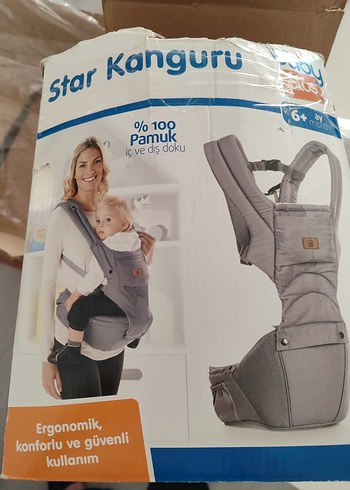 Gri Pamuklu Ergonomik Bebek Kanguru